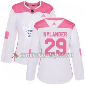 Camisola Toronto Maple Leafs William Nylander 29 Adidas 2017-2018 Branco Rosa Fashion Authentic - Mulher